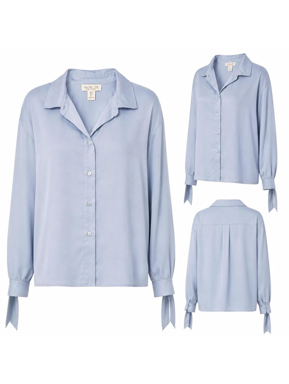 Rachel Zoe Shirt Womens Size L Light Blue Button Down Long Sleeve